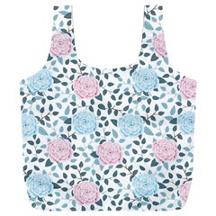 Cute Light Pink And Blue Modern Rose Pattern Full Print Recycle Bag (xxl)