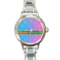 Vaporwave Hack The Planet 4 Round Italian Charm Watch by WetdryvacsLair