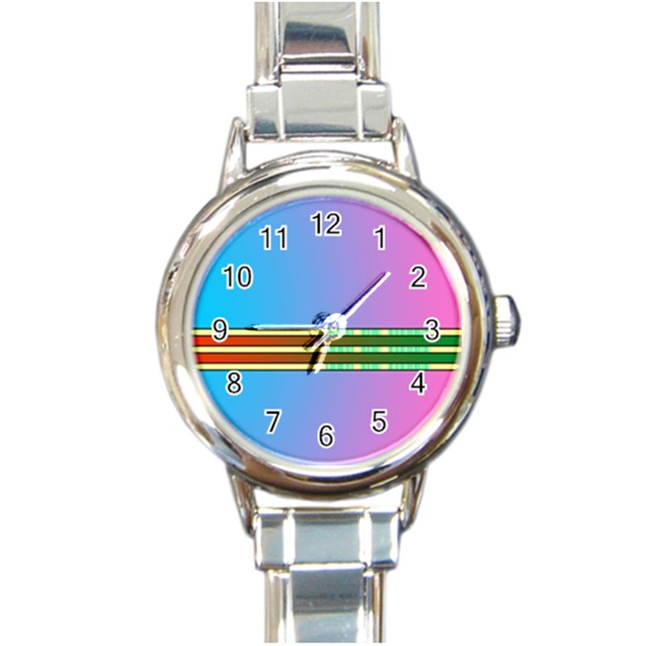 Vaporwave Hack The Planet 4 Round Italian Charm Watch