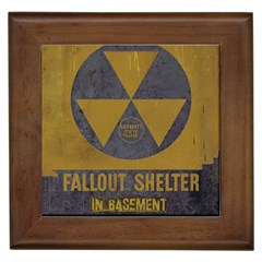 Fallout Shelter In Basement Radiation Sign Framed Tile by WetdryvacsLair