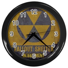 Fallout Shelter In Basement Radiation Sign Wall Clock (black) by WetdryvacsLair