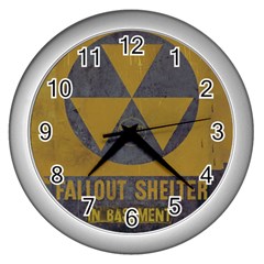 Fallout Shelter In Basement Radiation Sign Wall Clock (silver) by WetdryvacsLair