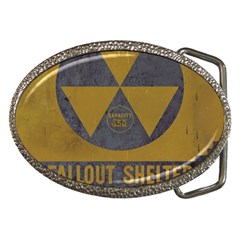 Fallout Shelter In Basement Radiation Sign Belt Buckles by WetdryvacsLair