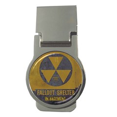 Fallout Shelter In Basement Radiation Sign Money Clips (round)  by WetdryvacsLair