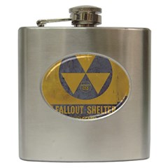 Fallout Shelter In Basement Radiation Sign Hip Flask (6 Oz) by WetdryvacsLair