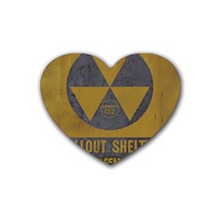 Fallout Shelter In Basement Radiation Sign Rubber Coaster (heart)  by WetdryvacsLair