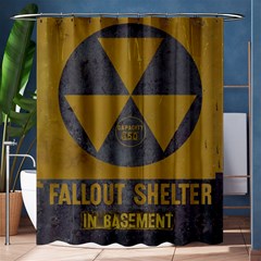 Fallout Shelter In Basement Radiation Sign Shower Curtain 60  X 72  (medium)  by WetdryvacsLair