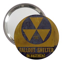 Fallout Shelter In Basement Radiation Sign 3  Handbag Mirrors by WetdryvacsLair