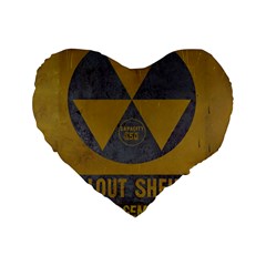 Fallout Shelter In Basement Radiation Sign Standard 16  Premium Heart Shape Cushions by WetdryvacsLair