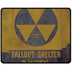 Fallout Shelter In Basement Radiation Sign Double Sided Fleece Blanket (medium)  by WetdryvacsLair