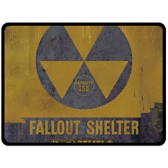 Fallout Shelter In Basement Radiation Sign Double Sided Fleece Blanket (large)  by WetdryvacsLair