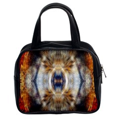 Retro Hippie Vibe Trippy Psychedelic Classic Handbag (two Sides) by CrypticFragmentsDesign