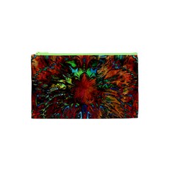 Boho Hippie Trippy Floral Pattern Cosmetic Bag (xs) by CrypticFragmentsDesign