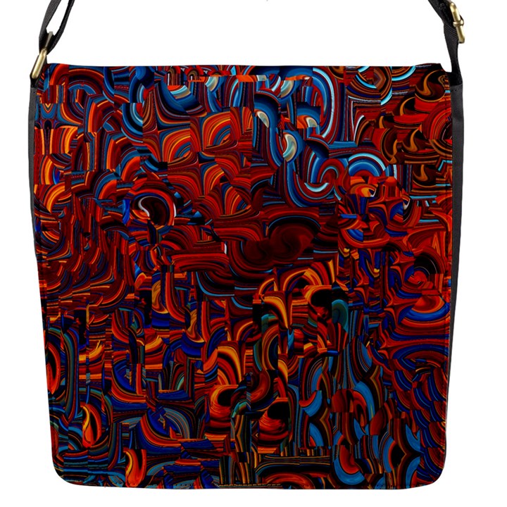 Phoenix in the Rain Abstract Pattern Flap Closure Messenger Bag (S)