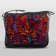 Phoenix Rising Colorful Abstract Art Messenger Bag by CrypticFragmentsDesign