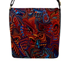 Phoenix Rising Colorful Abstract Art Flap Closure Messenger Bag (l) by CrypticFragmentsDesign