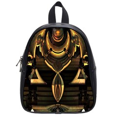 Black And Gold Abstract Line Art Pattern School Bag (small) by CrypticFragmentsDesign