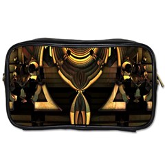 Black And Gold Abstract Line Art Pattern Toiletries Bag (one Side) by CrypticFragmentsDesign