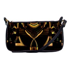 Black And Gold Abstract Line Art Pattern Shoulder Clutch Bag by CrypticFragmentsDesign