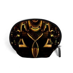 Black And Gold Abstract Line Art Pattern Accessory Pouch (small) by CrypticFragmentsDesign