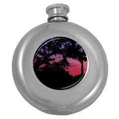 Sunset Landscape High Contrast Photo Round Hip Flask (5 Oz) by dflcprintsclothing