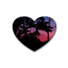 Sunset Landscape High Contrast Photo Rubber Coaster (heart) 