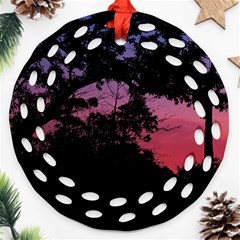 Sunset Landscape High Contrast Photo Round Filigree Ornament (two Sides) by dflcprintsclothing