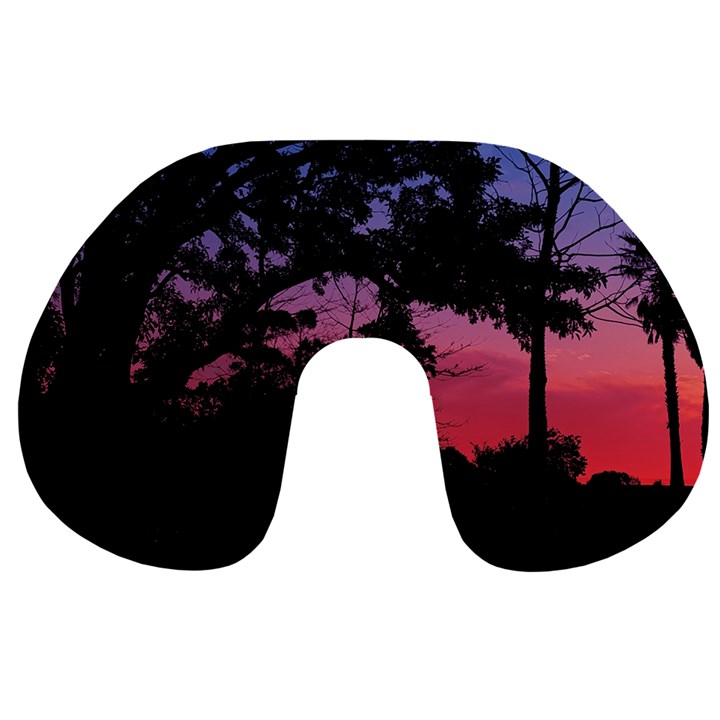 Sunset Landscape High Contrast Photo Travel Neck Pillow