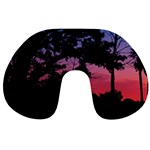 Sunset Landscape High Contrast Photo Travel Neck Pillow Back