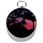 Sunset Landscape High Contrast Photo Silver Compasses Front