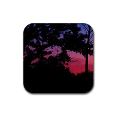 Sunset Landscape High Contrast Photo Rubber Coaster (square) 