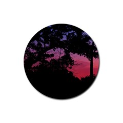 Sunset Landscape High Contrast Photo Rubber Coaster (round) 