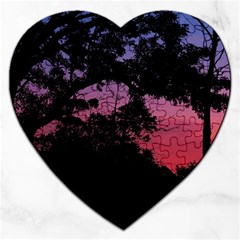 Sunset Landscape High Contrast Photo Jigsaw Puzzle (heart)