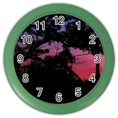 Sunset Landscape High Contrast Photo Color Wall Clock by dflcprintsclothing