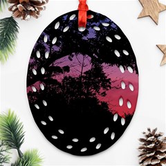 Sunset Landscape High Contrast Photo Ornament (oval Filigree)