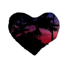 Sunset Landscape High Contrast Photo Standard 16  Premium Flano Heart Shape Cushions by dflcprintsclothing