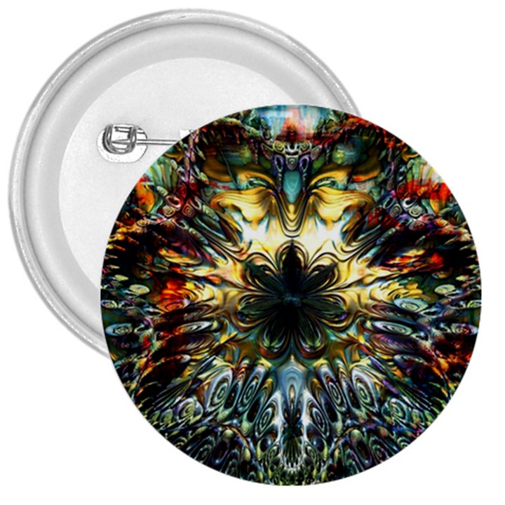 Multicolor Floral Art Copper Patina  3  Buttons