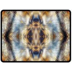 Retro Hippie Vibe Psychedelic Silver Double Sided Fleece Blanket (large)  by CrypticFragmentsDesign