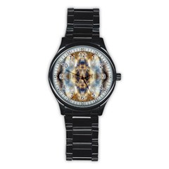 Retro Hippie Vibe Psychedelic Silver Stainless Steel Round Watch