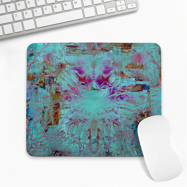 Retro Hippie Abstract Floral Blue Violet Large Mousepads