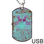 Retro Hippie Abstract Floral Blue Violet Dog Tag USB Flash (Two Sides) Back