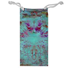 Retro Hippie Abstract Floral Blue Violet Jewelry Bag by CrypticFragmentsDesign