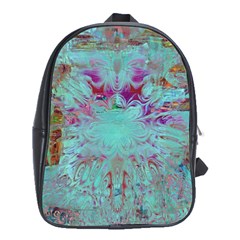 Retro Hippie Abstract Floral Blue Violet School Bag (xl) by CrypticFragmentsDesign