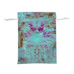 Retro Hippie Abstract Floral Blue Violet Lightweight Drawstring Pouch (L) Front