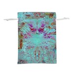 Retro Hippie Abstract Floral Blue Violet Lightweight Drawstring Pouch (L) Back