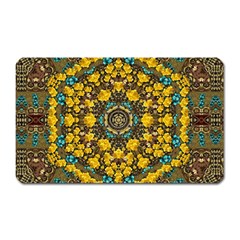 Mandala Faux Artificial Leather Among Spring Flowers Magnet (rectangular) by pepitasart