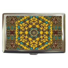 Mandala Faux Artificial Leather Among Spring Flowers Cigarette Money Case by pepitasart