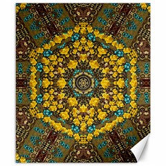 Mandala Faux Artificial Leather Among Spring Flowers Canvas 8  X 10  by pepitasart