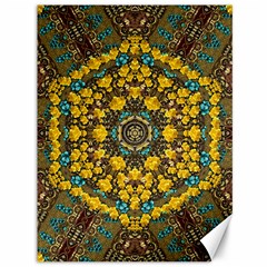 Mandala Faux Artificial Leather Among Spring Flowers Canvas 36  X 48  by pepitasart