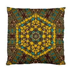 Mandala Faux Artificial Leather Among Spring Flowers Standard Cushion Case (one Side) by pepitasart